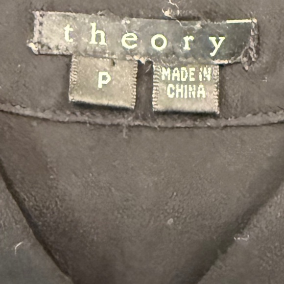 Theory Sheer Collared Button-down Blouse, Size P - Picture 4 of 4